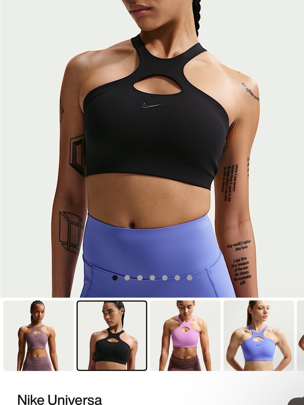 Nike Women's Black High-Neck Cutout Sports Bra medium support